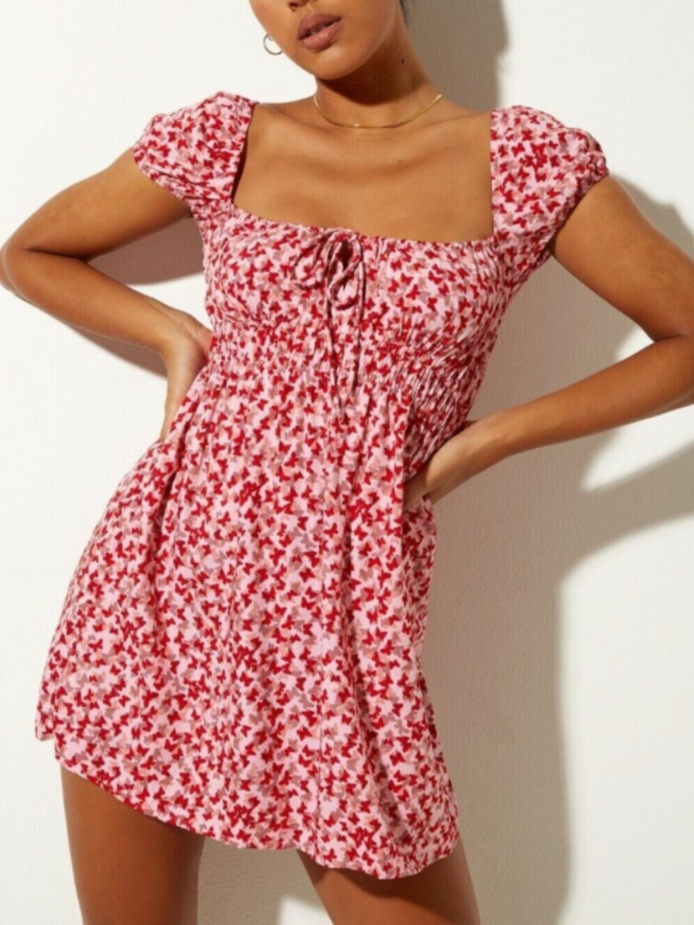 Motel Pink Floral Mini Dress